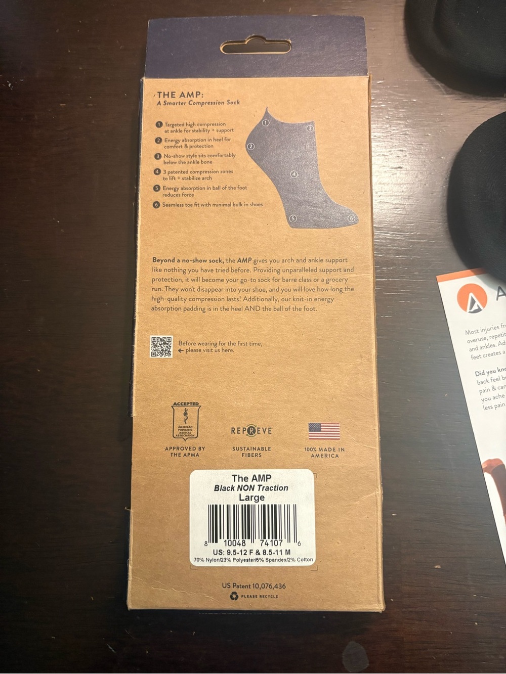 Apolla The Amp no show non traction compression socks. Size Large. Black. NWT!! - Picture 3 of 7